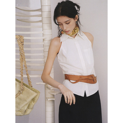 循环档案修身无袖背心衬衫