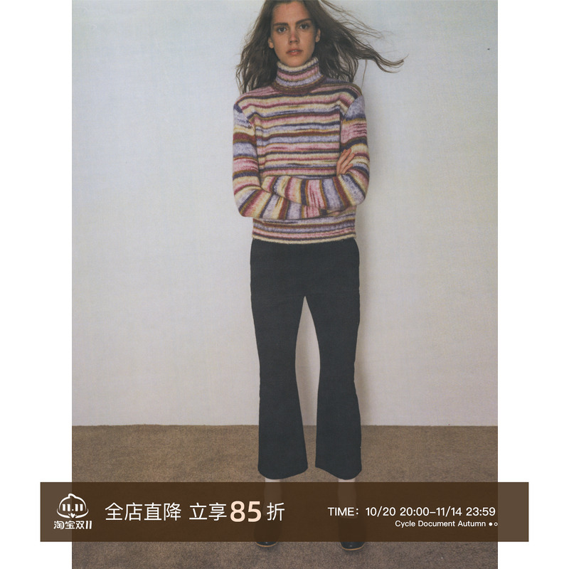 CycleDocument彩虹高领条纹毛衣
