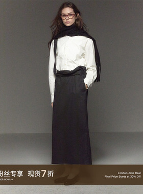 CycleDocument  多种穿法设计/腰围可调节/ 开衩西装半身裙女长款