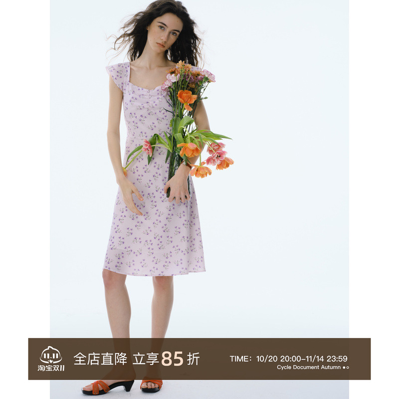 CycleDocument小飞袖碎花连衣裙