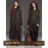 CycleDocument 复古高级感撞色正肩收腰羊毛呢大衣女中长款 外套