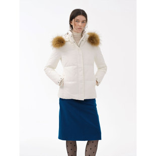 貉子大毛领修身 90白鹅绒 显瘦白色羽绒服外套女 Document Cycle