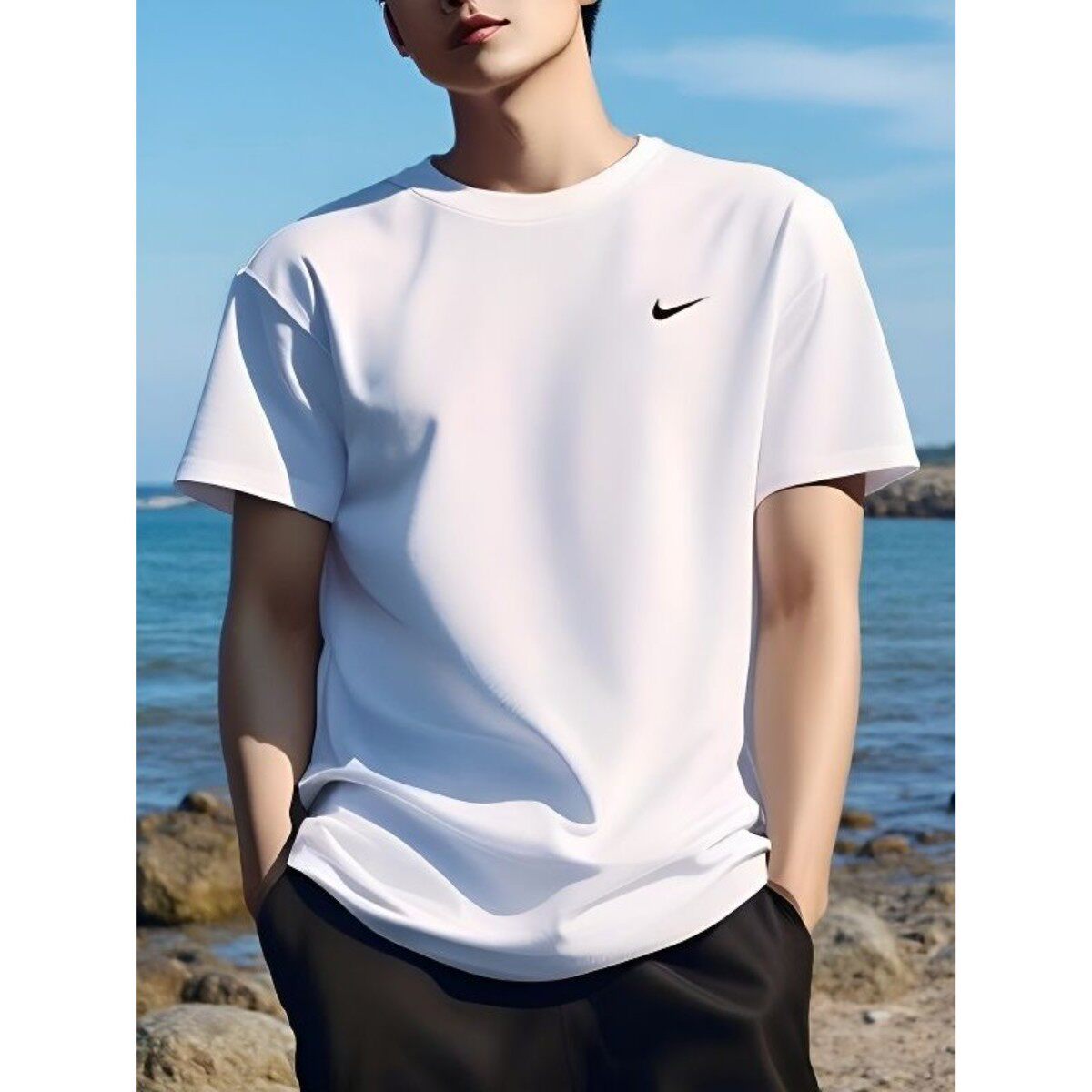耐克NIKE短袖T恤男装白色纯棉休闲上衣半袖跑步运动服BV0508-100