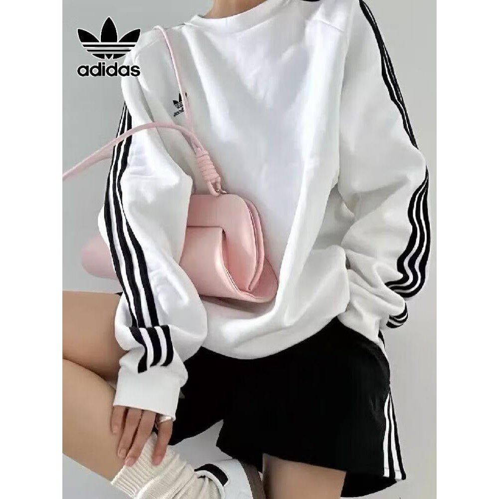 阿迪达斯三叶草卫衣男新款运动服三条纹针织圆领长袖套头衫KD1833