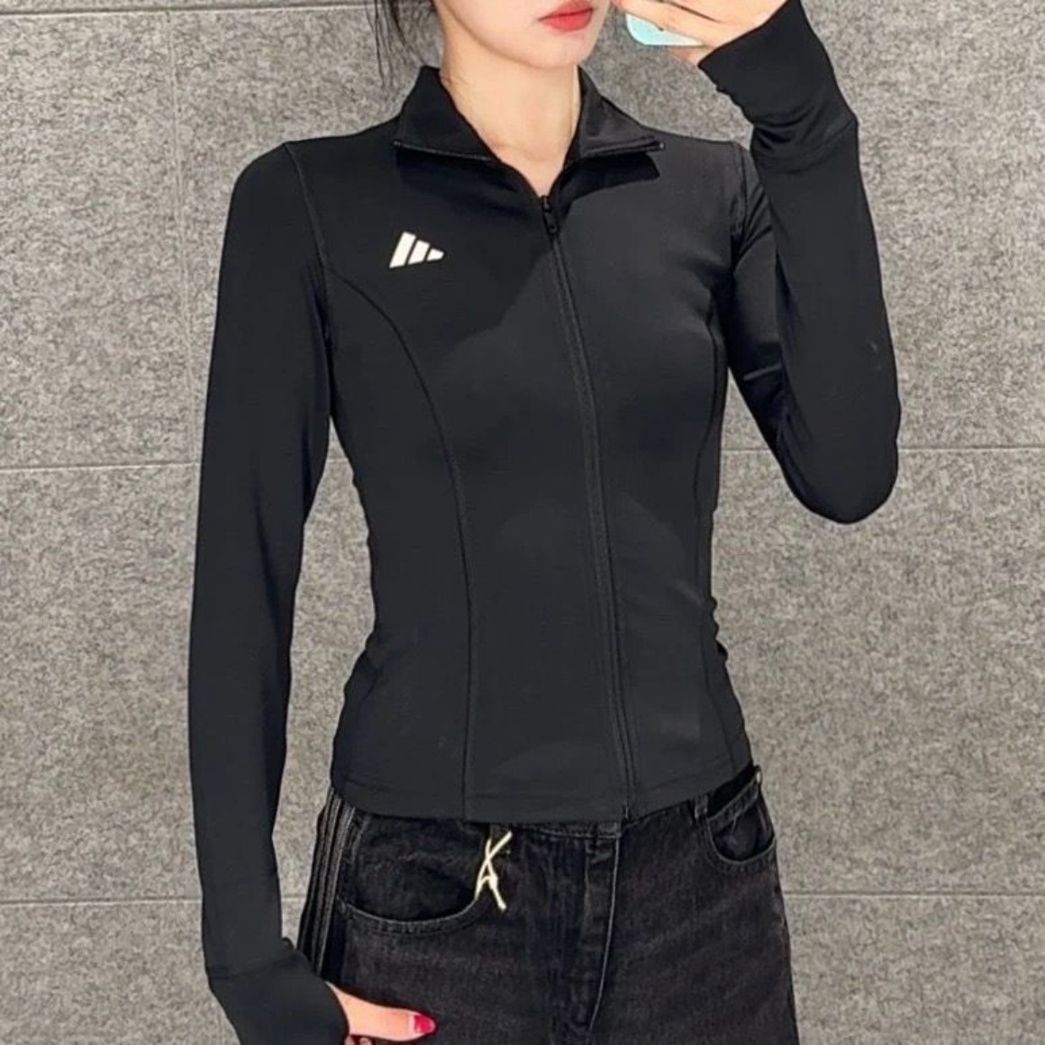 正品秋季新款阿迪达斯女子瑜伽健身训练半高领运动夹克外套JM9185