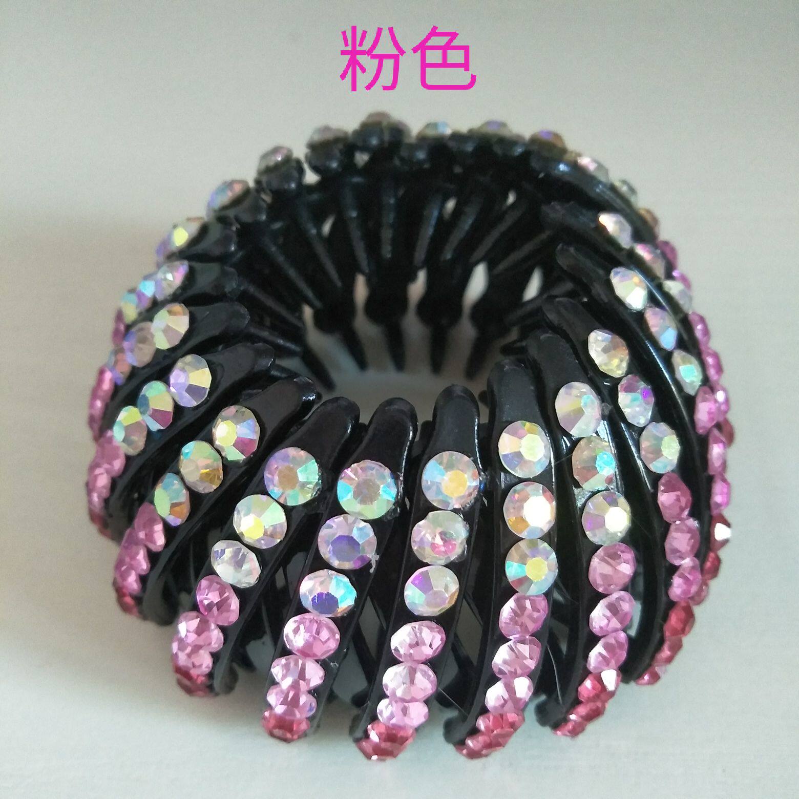 韩国鸟巢抓夹水钻丸子头花苞盘发器百搭马尾扣头饰发夹发卡发抓