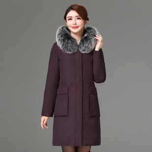 圣羽博雅中老年妈妈装活里活面脱卸羽绒服女加厚中长款狐狸毛新款
