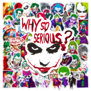 50张哥谭DC小丑贴纸电脑手机冰箱防水手账贴贴画 why so serious