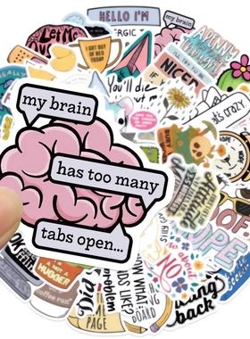 50张阴阳怪气搞怪英文贴纸行李箱手机壳防水贴画 meme sarcastic