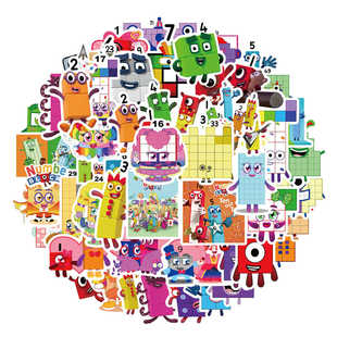 52张儿童启蒙数字积木贴纸行李箱吉他手机电脑贴画 Number blocks