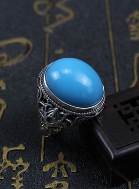 纯银兽面复古戒指空托