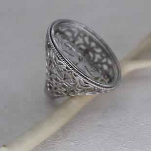 30.5 20.5 925纯银网底镂空六字真言戒托22