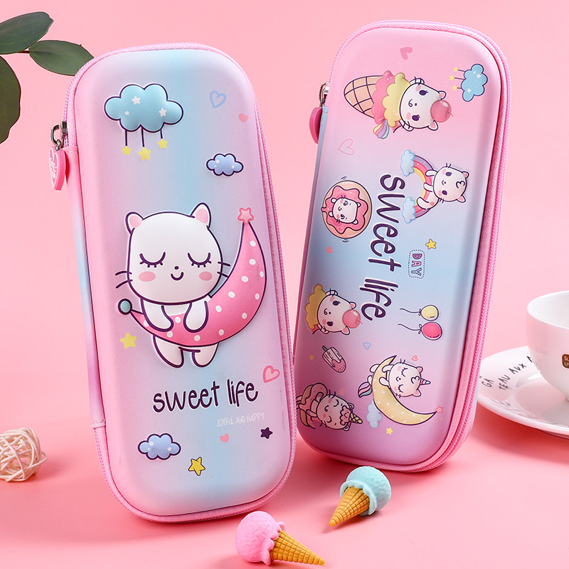 甜美韩版3d小学生笔袋女生大容量文具盒铅笔盒学习用品儿童礼物