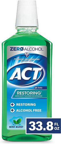 ACT Restoring Zero Alcohol Fluoride Mouthwash 33.8 fl. oz. S
