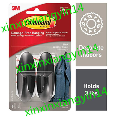 Command Designer Hooks, Medium, Black, 2-Hooks (17081BLK-ES)
