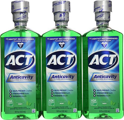 Act Anticavity Fluoride Mouthwash Mint 18 fl oz (Pack of 3)