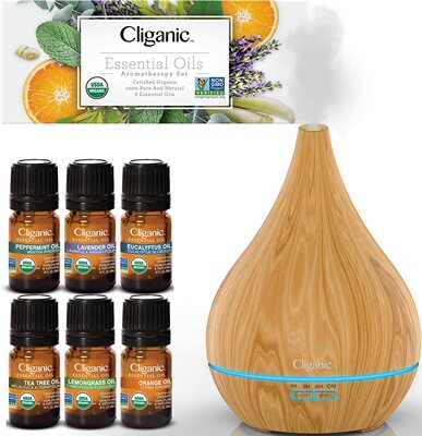 Cliganic Organic Top 6 Aromatherapy Set with Essential Oils