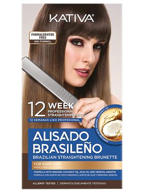 Kativa Brazilian Straightening Brunette Kit, Home Use