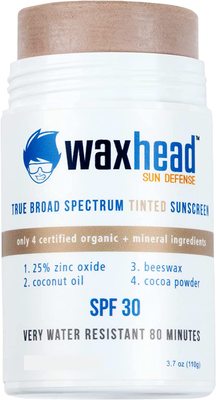 Waxhead Tinted Zinc Sunscreen Stick (SPF 30, 3.7oz, Tinted)