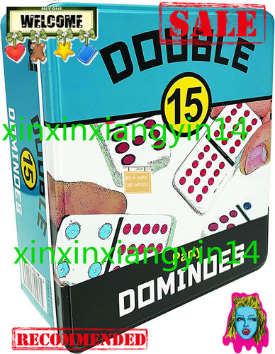 Double 15 Color Dot Dominoes Set On-The-Go Travel Storage Ti
