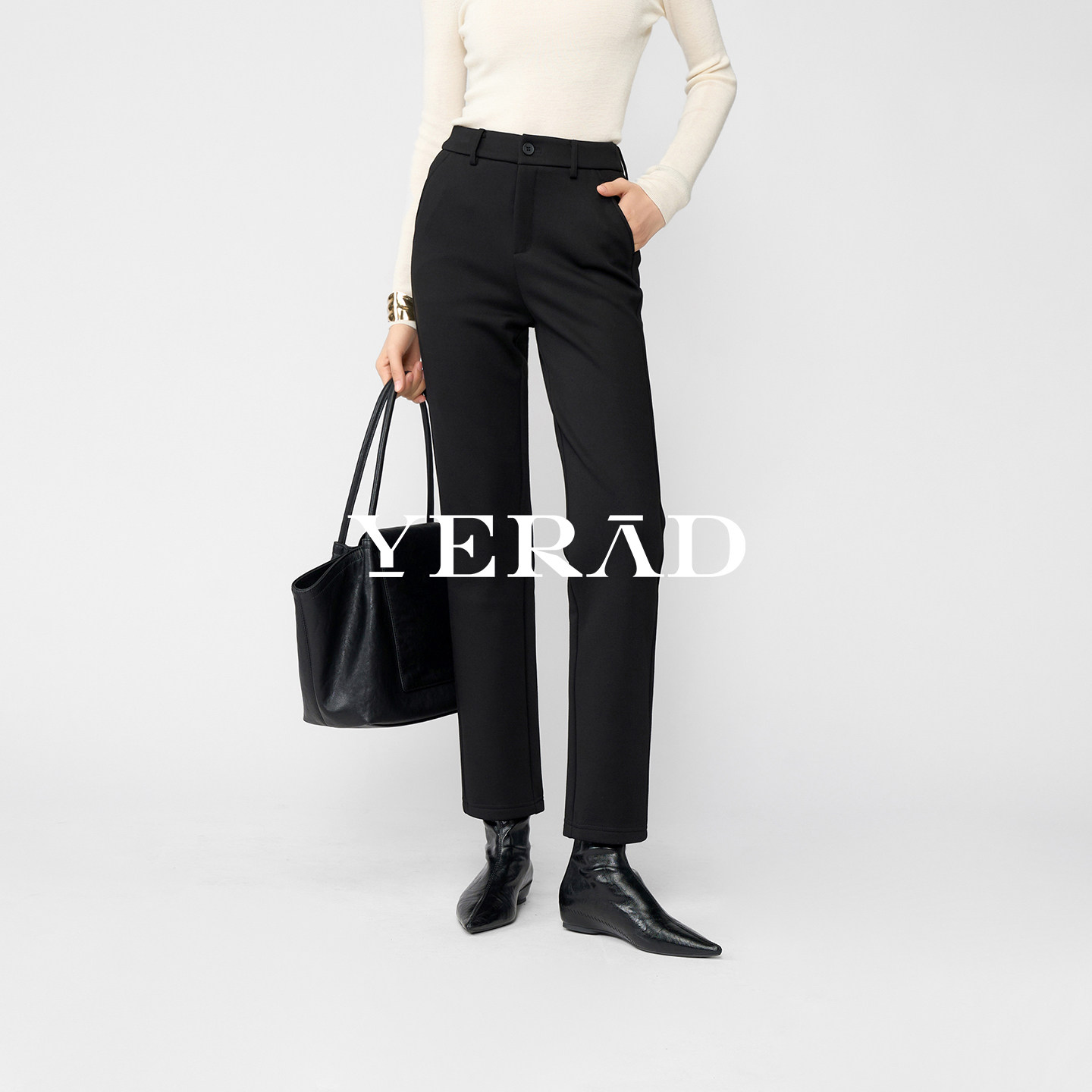 娅丽达加绒直筒裤女2025冬季新款通勤黑色休闲西装裤子九分烟管裤,女装/女士精品,西装裤/正装裤,淘宝优惠券,粉丝福利购,淘宝优惠卷