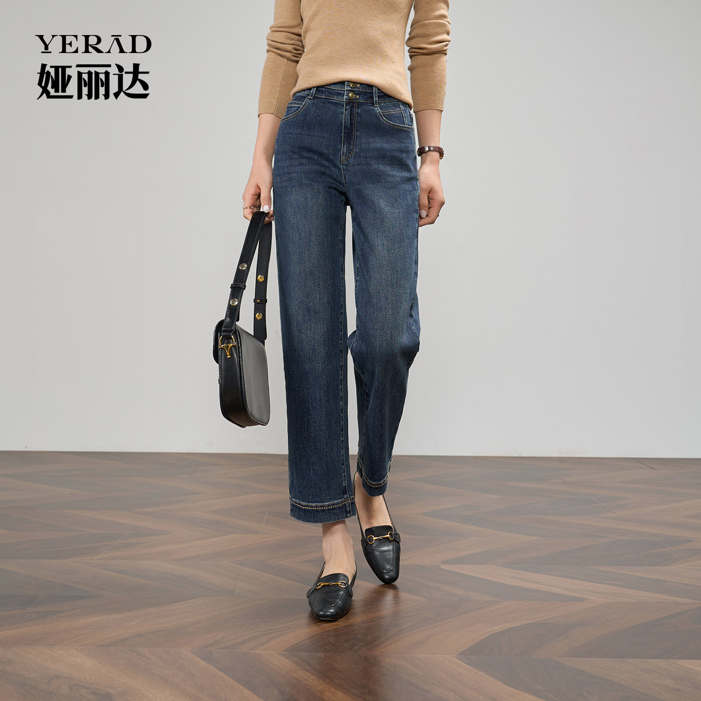 娅丽达九分直筒牛仔裤秋新