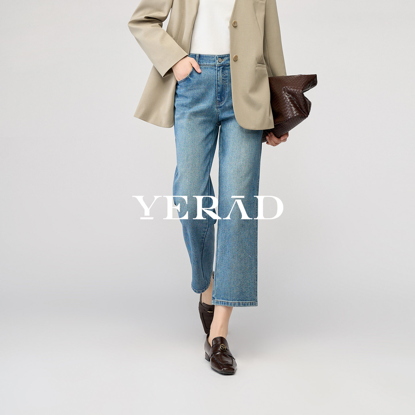 娅丽达九分阔腿牛仔裤女2026年春季新款小个子宽松遮肉休闲直筒裤,女装/女士精品,牛仔裤,淘宝优惠券,粉丝福利购,淘宝优惠卷