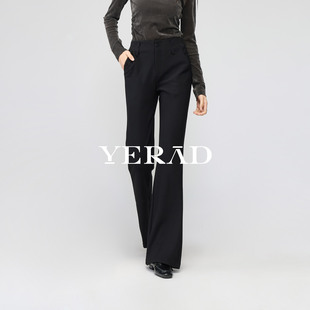 娅丽达高弹西装微喇裤女2026春秋新款休闲裤小个子裤子黑色喇叭裤