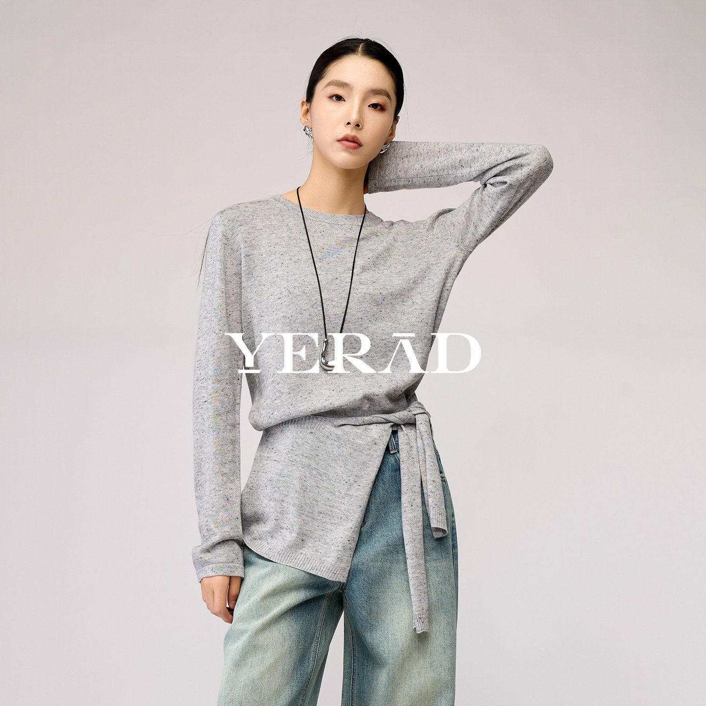 娅丽达宽松叠穿披肩针织衫女羊毛衫2026春季灰色舒适百搭宽松上衣,女装/女士精品,大码内搭,淘宝优惠券,粉丝福利购,淘宝优惠卷