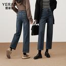 黑色裤 秋冬显瘦小个子烟管裤 子 女2025新款 娅丽达加绒宽直筒牛仔裤