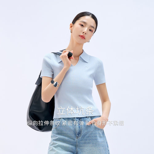 娅丽达桑蚕丝莱赛尔短袖针织衫女