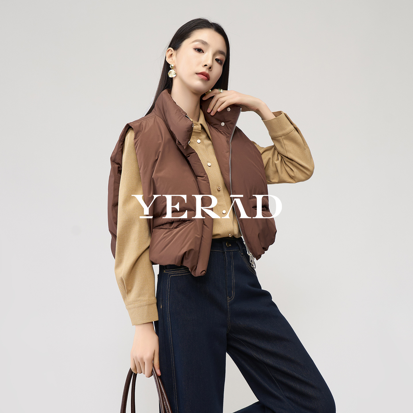 娅丽达刺绣加厚毛呢衬衫女