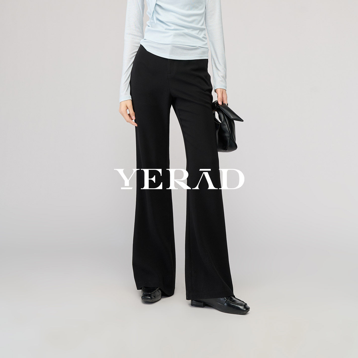 娅丽达醋酸微喇裤女2026春新款休闲拖地女裤窄版显瘦黑色喇叭裤子,女装/女士精品,休闲裤,淘宝优惠券,粉丝福利购,淘宝优惠卷