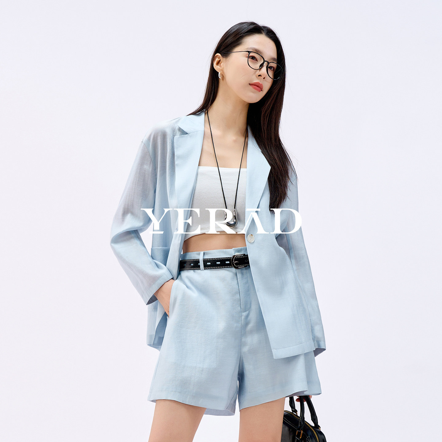 娅丽达莱赛尔醋酸西装短裤女2026夏新款薄款直筒中裤子阔腿五分裤