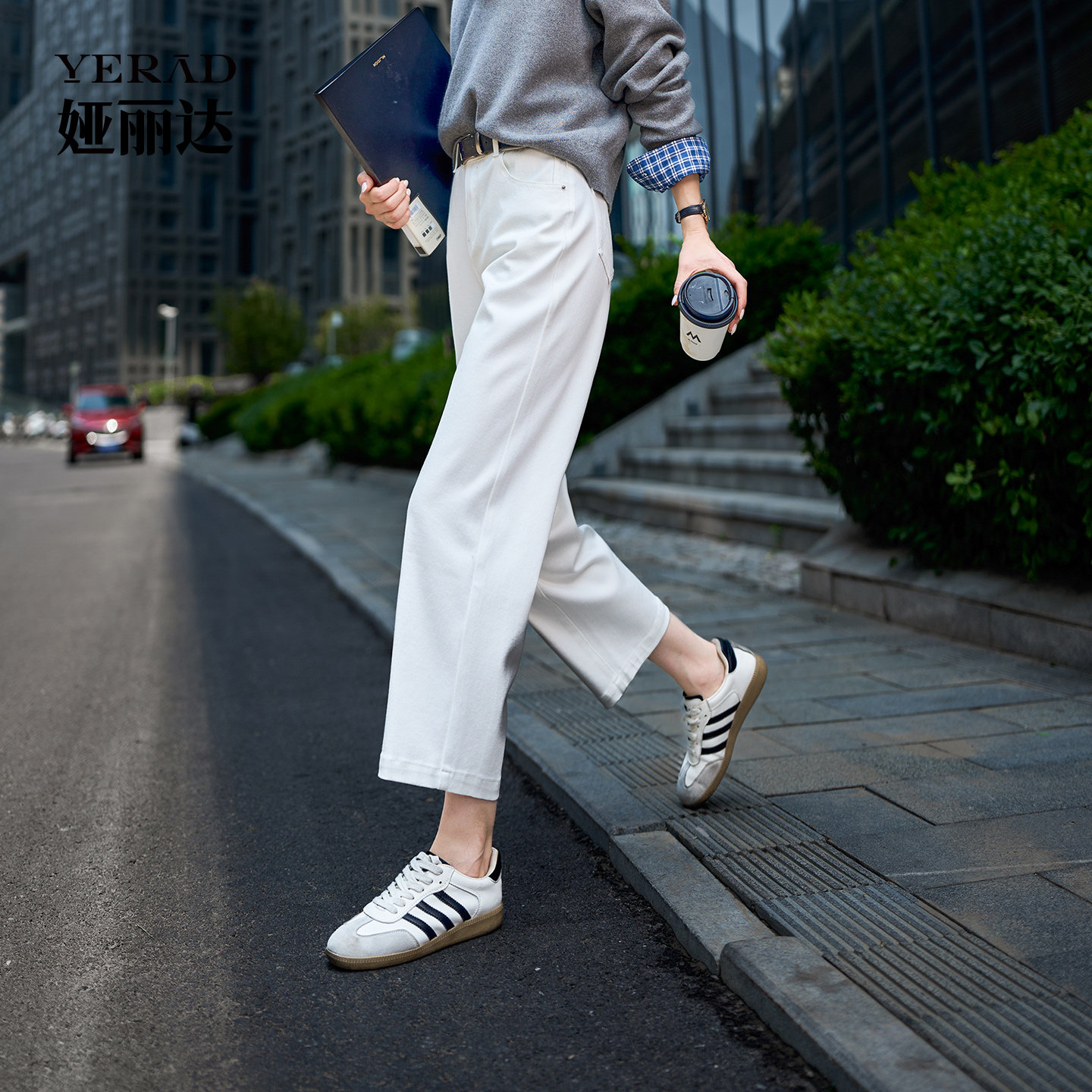 【弹力云感裤】娅丽达直筒牛仔裤女2025新款秋季白色九分烟管裤子