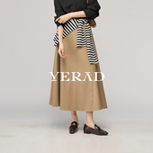 娅丽达莱赛尔高级拼接通勤a字半身裙女2026春日出游裙子高腰长裙