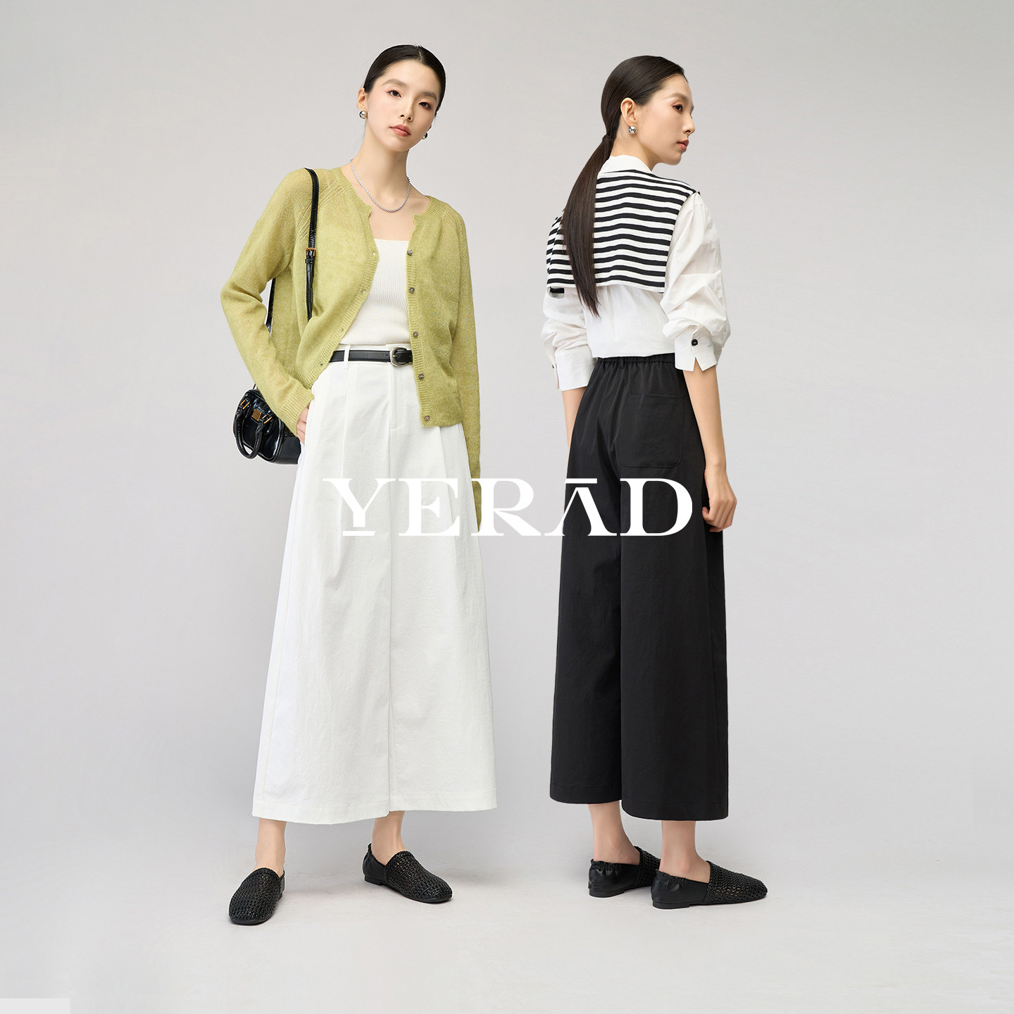 娅丽达女裤白色阔腿裤女2026春季休闲裤子新款白色九分宽松直筒裤