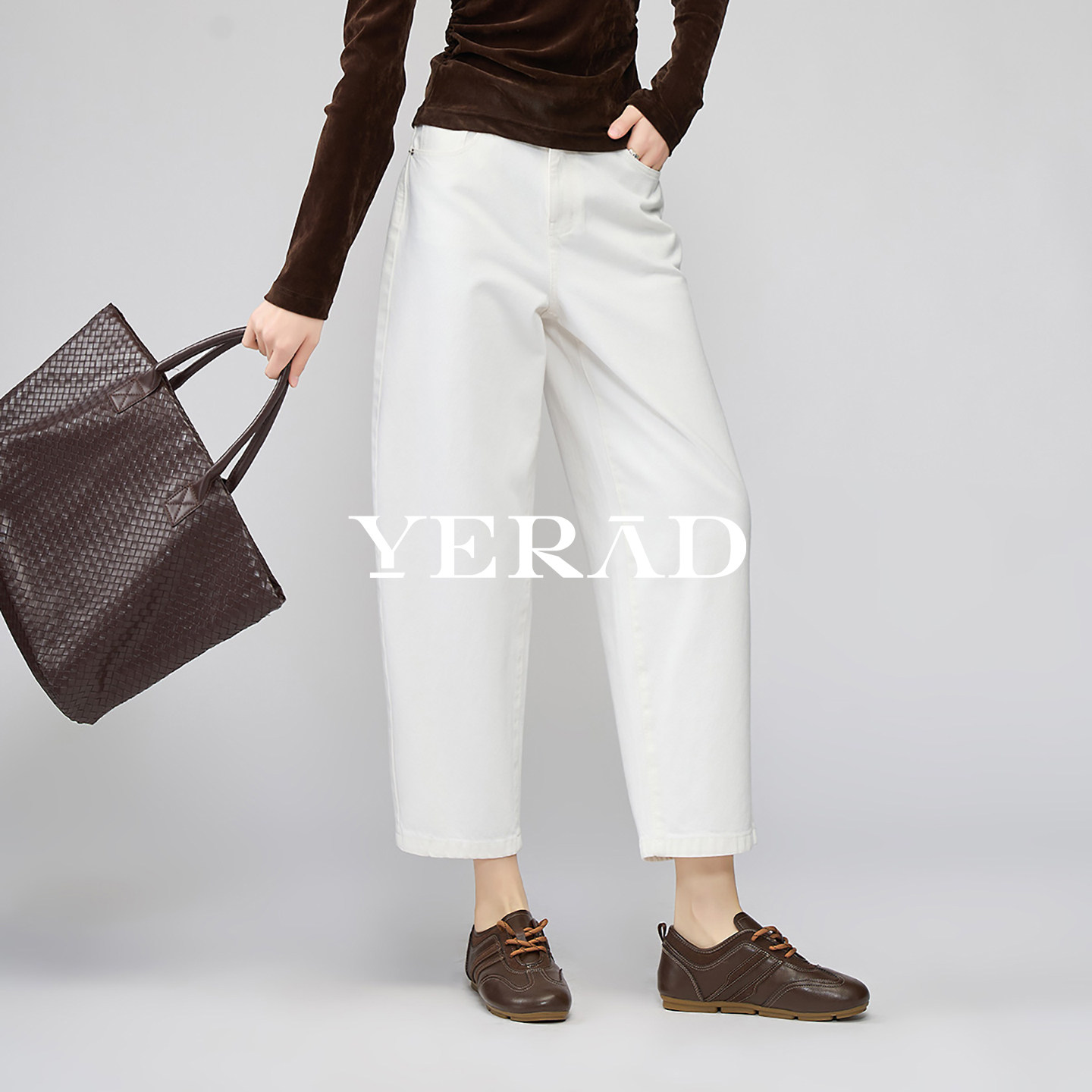 娅丽达时髦哈伦裤春季白色休闲九分梨形身材牛仔裤2026新款弯刀裤,女装/女士精品,牛仔裤,淘宝优惠券,粉丝福利购,淘宝优惠卷