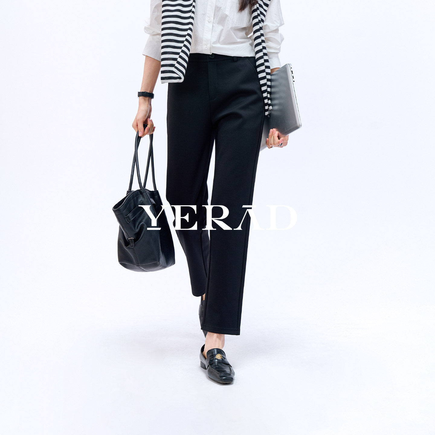 娅丽达咖色加绒直筒裤女秋冬西裤2025新款女裤休闲裤子黑色西装裤