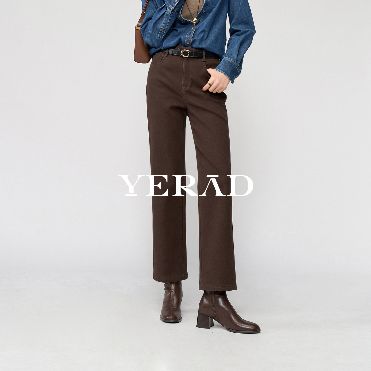 娅丽达加绒直筒牛仔裤女冬新款