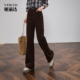 子休闲棉质直筒裤 娅丽达窄版 新款 拖地长裤 灯芯绒阔腿裤 女2025秋季
