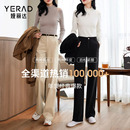 子西装 女秋冬小个子裤 裤 官方女裤 娅丽达新款 米色直筒裤 加绒阔腿裤