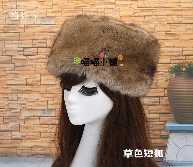 秋冬季皮草保暖平顶黑白百搭圆帽