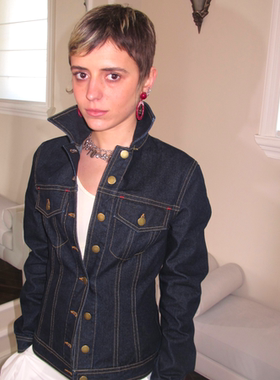 AXIS OF 新品 复古原创收腰牛仔外套女 秋季时尚修身夹克上衣