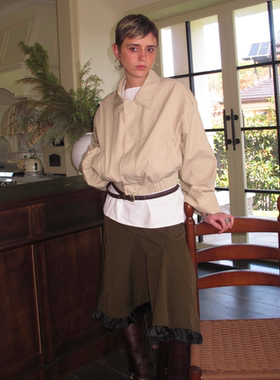 AXIS OF  美式复古蝙蝠袖短款翻领夹克衫女秋季宽松休闲外套上衣