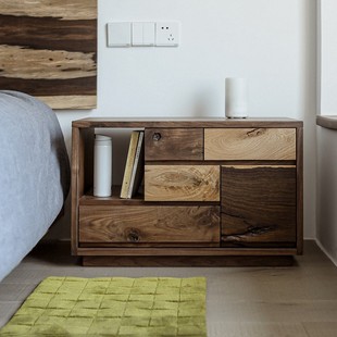 野木1978 侘寂风多斗床头柜结疤抽屉储物边柜收纳简约设计实木