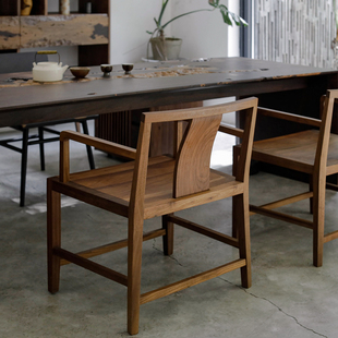 野木1978 实木茶室 黑胡桃餐椅茶椅主泡椅扶手靠背椅现代新中式