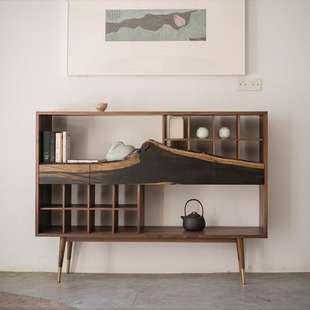 宋风博古架玄关柜侘寂中古实木孤品 中式 野木1978 浮木山居茶边柜