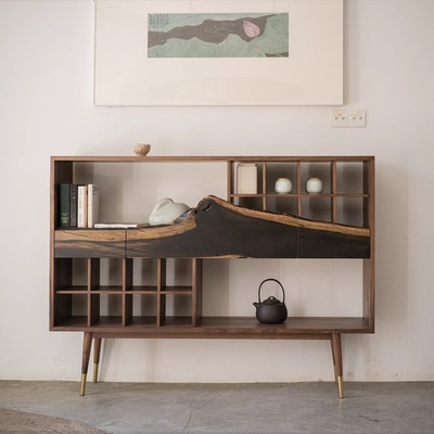野木博古架中古创意茶室边柜实木