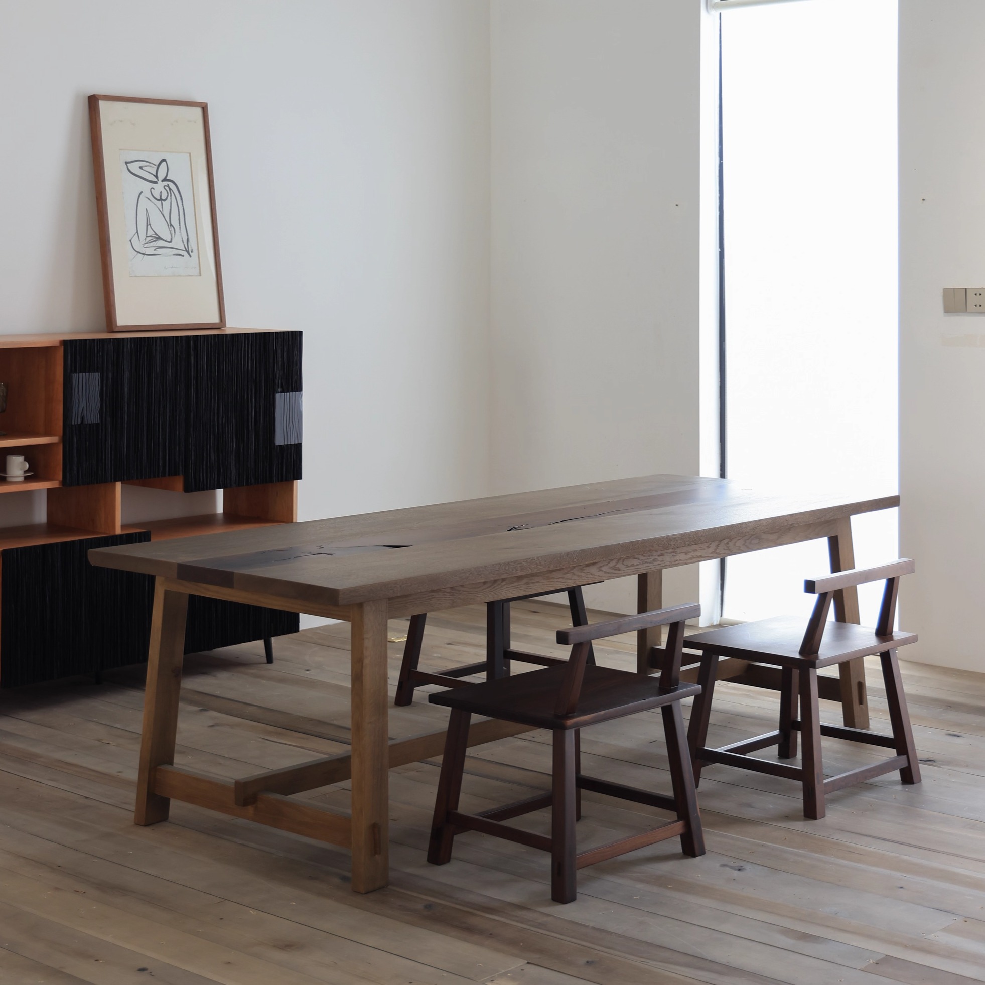 野木创意侘寂设计大桌餐桌工作台